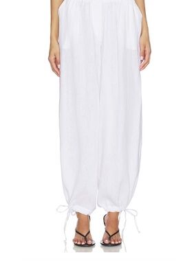 ZAPA PARIS White Linen Drawstring Balloon Pants Women’s Size 10 $400 Retail